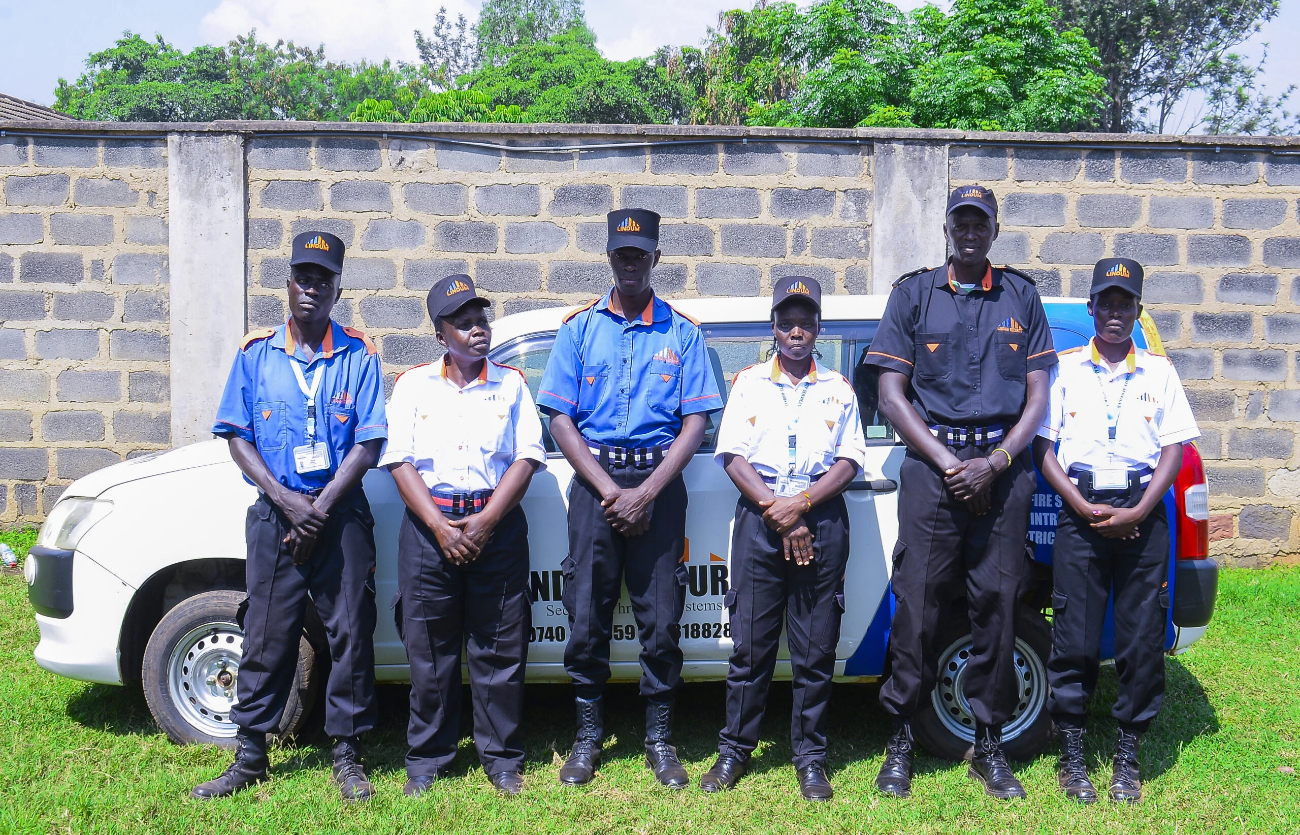 Lindum Systems event security team with branded patrol car in Kenya, providing professional protection and rapid response