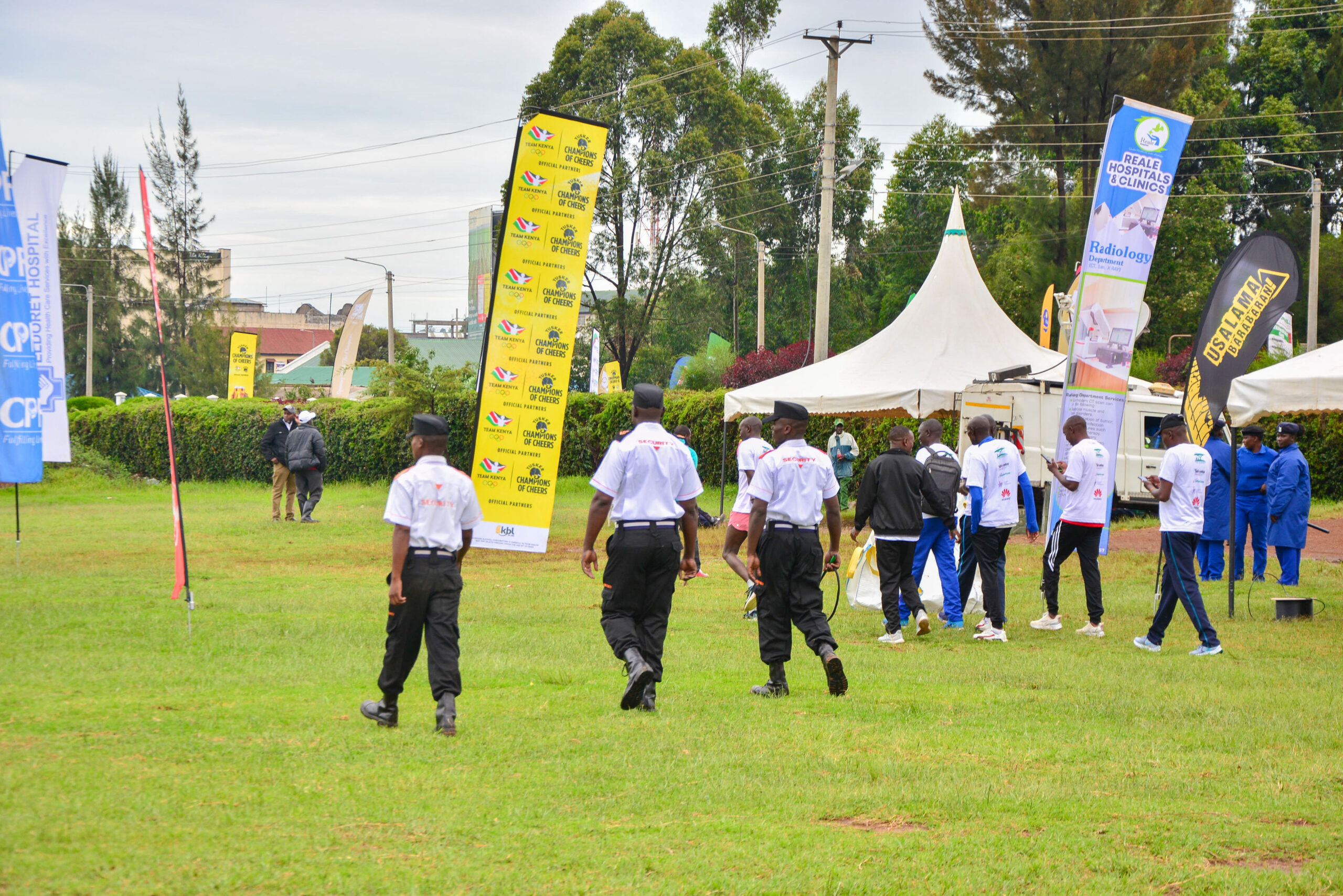 Lindum Systems security guards patrolling during a public event in Kenya, ensuring safety and crowd management